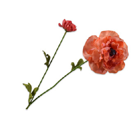 Ranunculus Spray, Orange 63cm / Silkeblomster