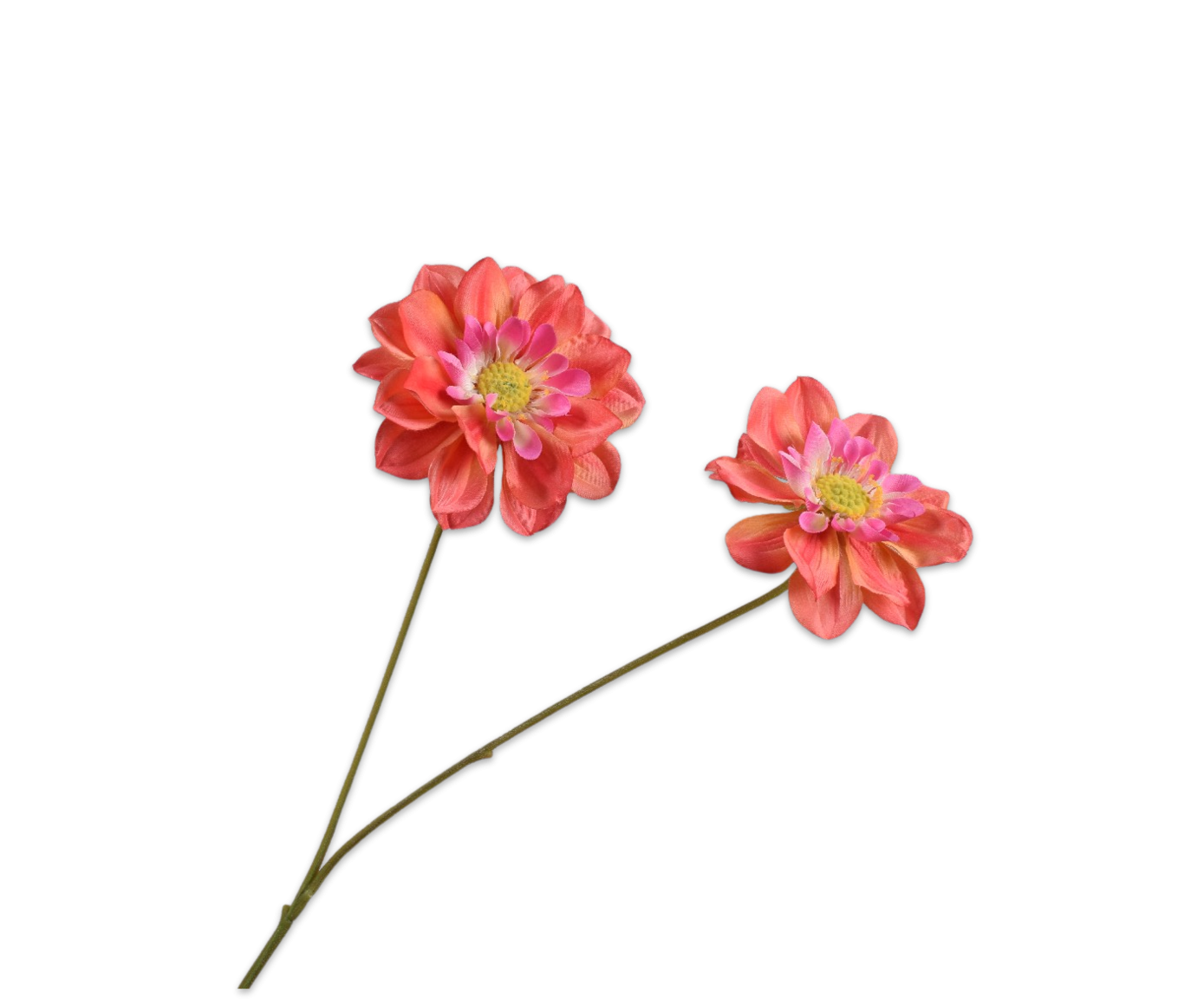 Dahlia Spray, Rød/Orange 76cm / Silkeblomster