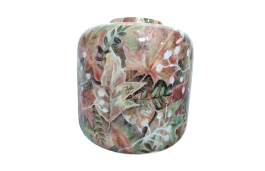 Zink Vase m. Grøn/Brun Motiv