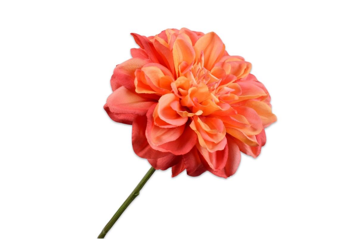 Dahlia Spray, Orange/Rød 68 cm / Silkeblomst