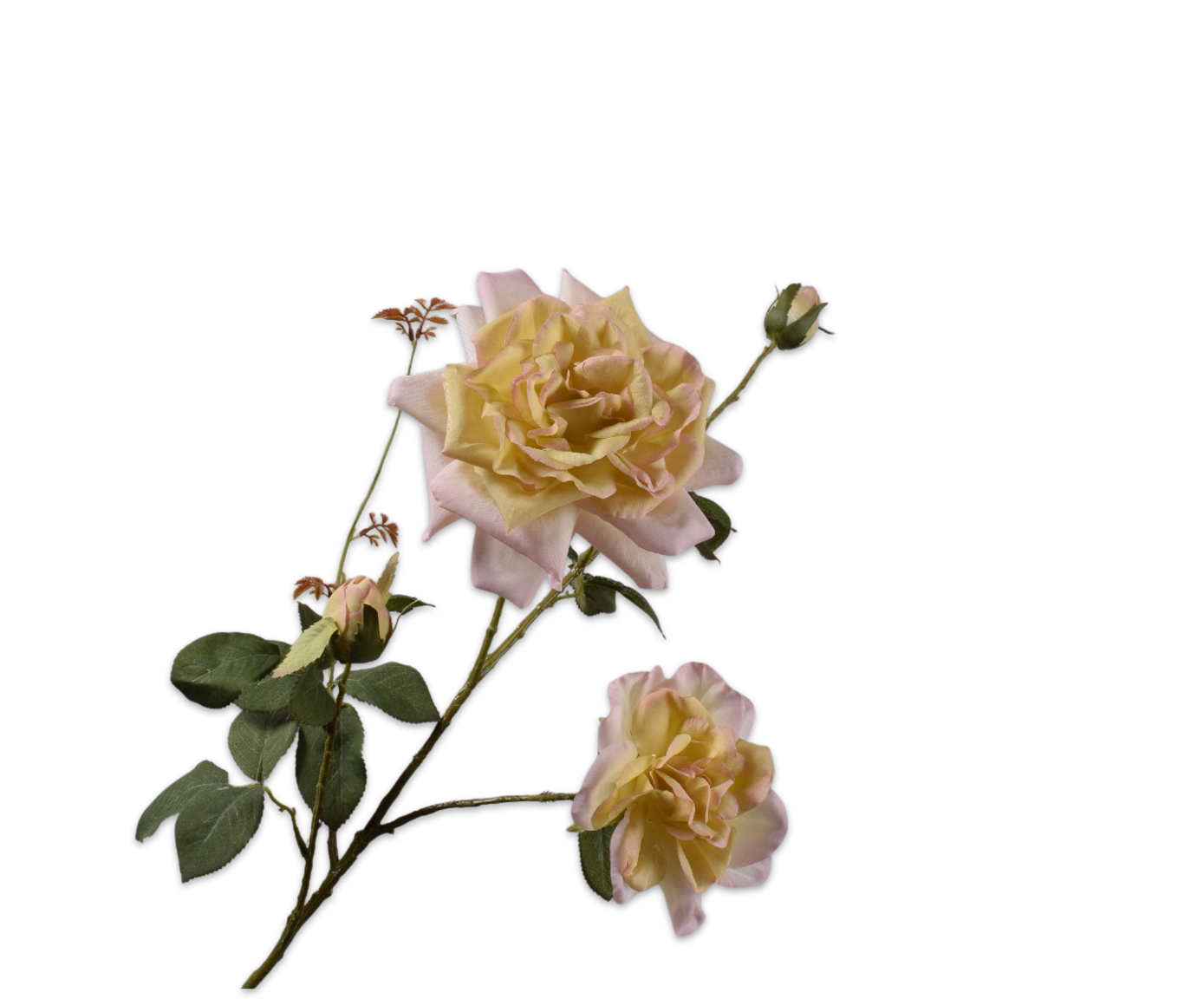 Rose Spray, Lyserød/Gul 102cm / Silkeblomster