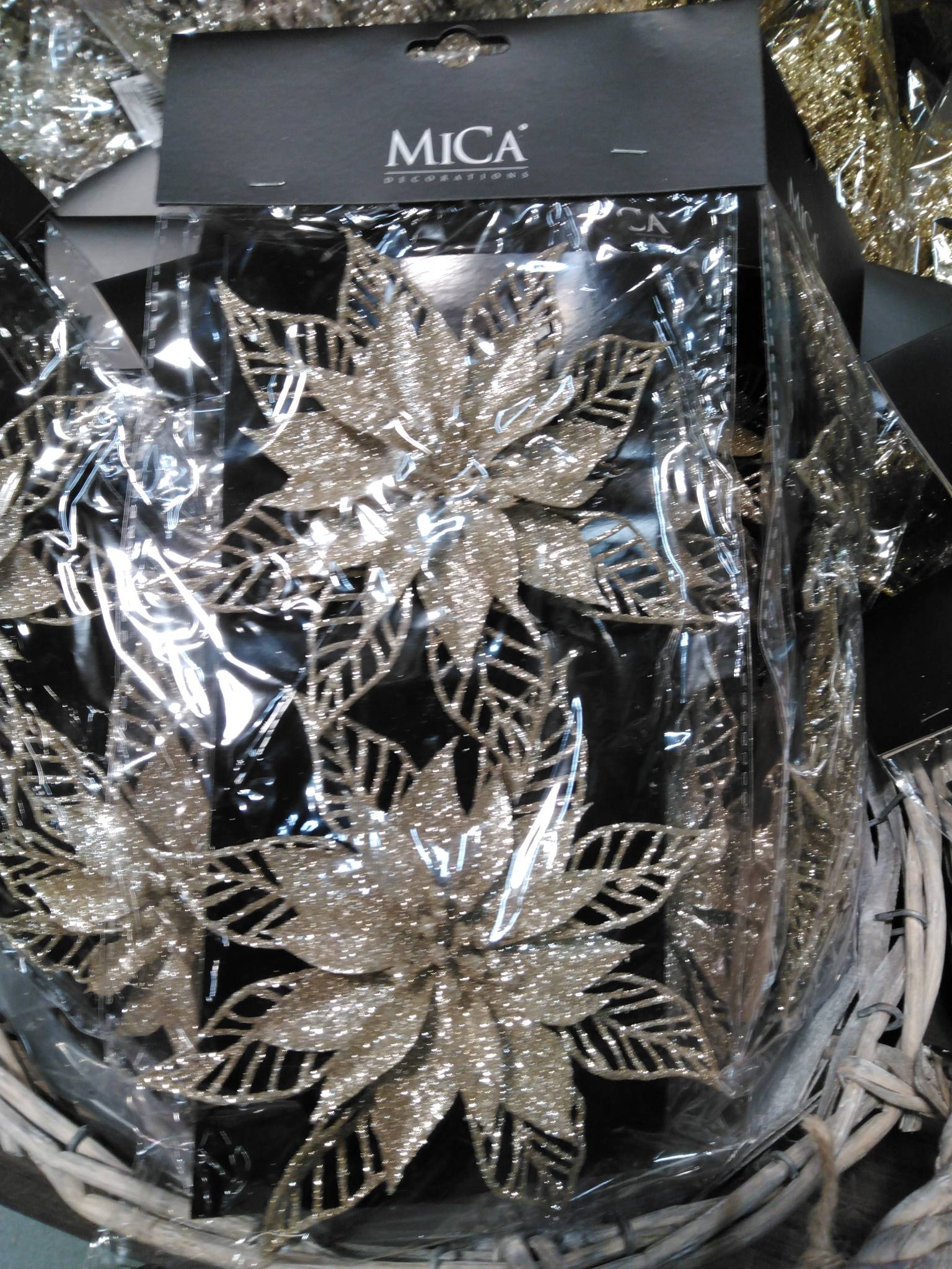 Klips poinsettia champagne 16 cm