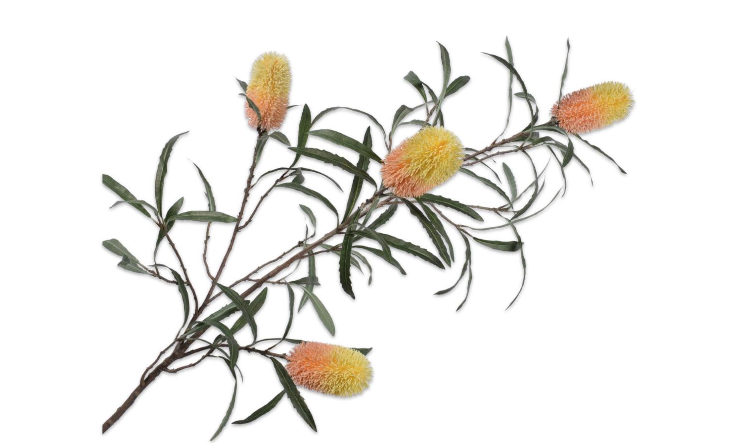 Protea Spray, Gul/Orange 88 cm / Silkblomst
