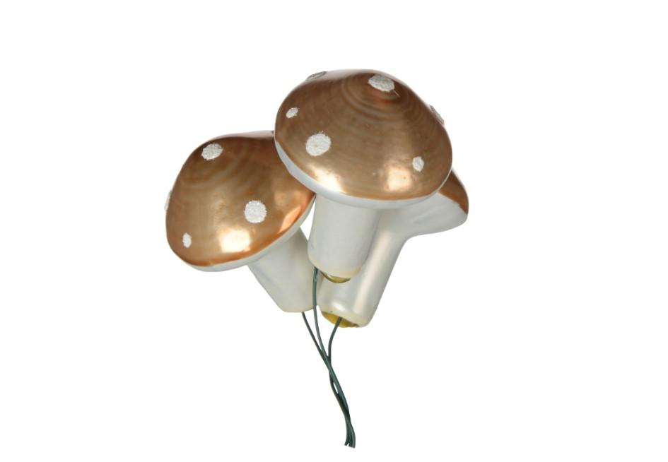 Glaskugler Svampe Beige 3 Stk 4,1 x 3,2 cm