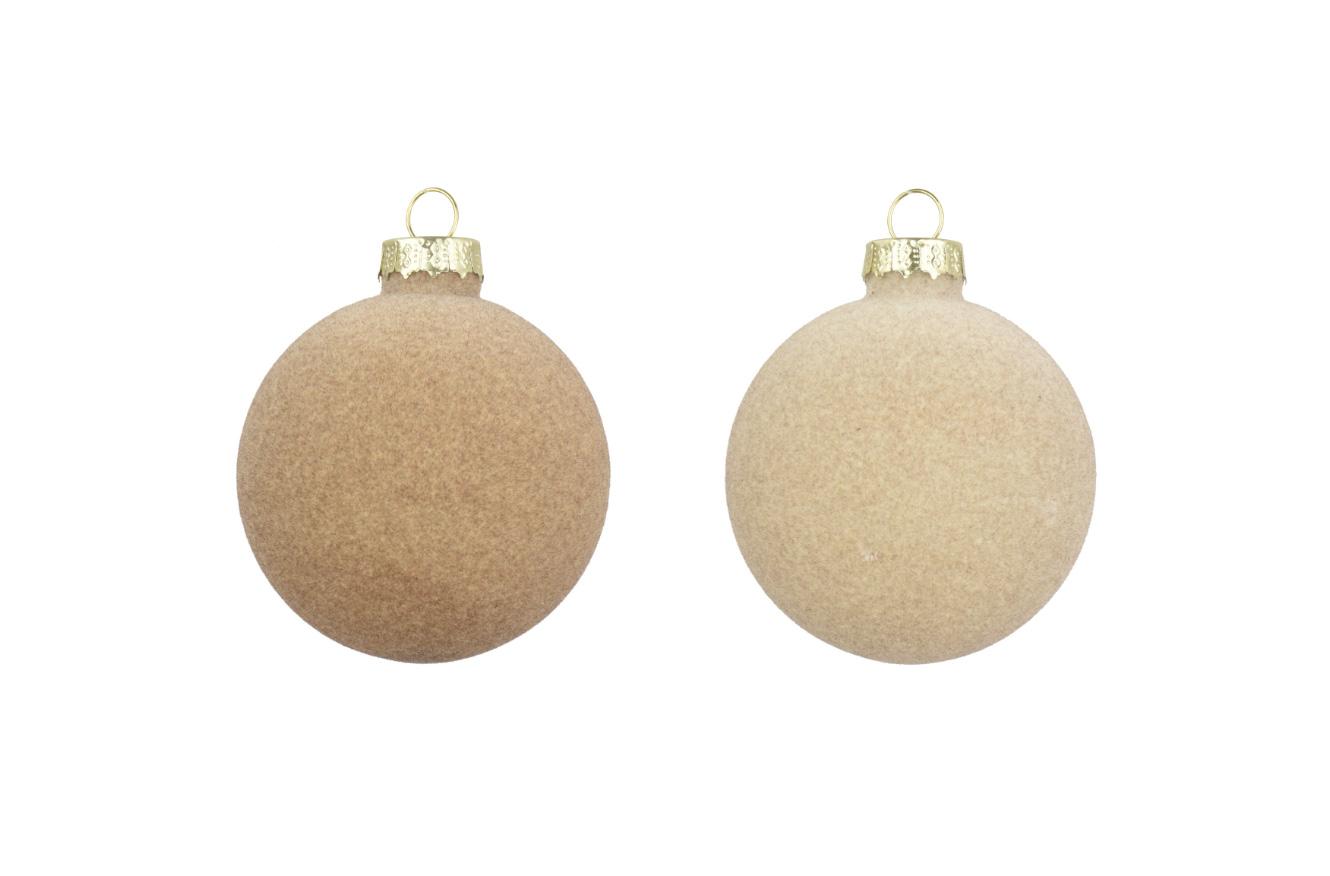 Glaskugler Med Fløjl Beige 10 Stk 6 cm