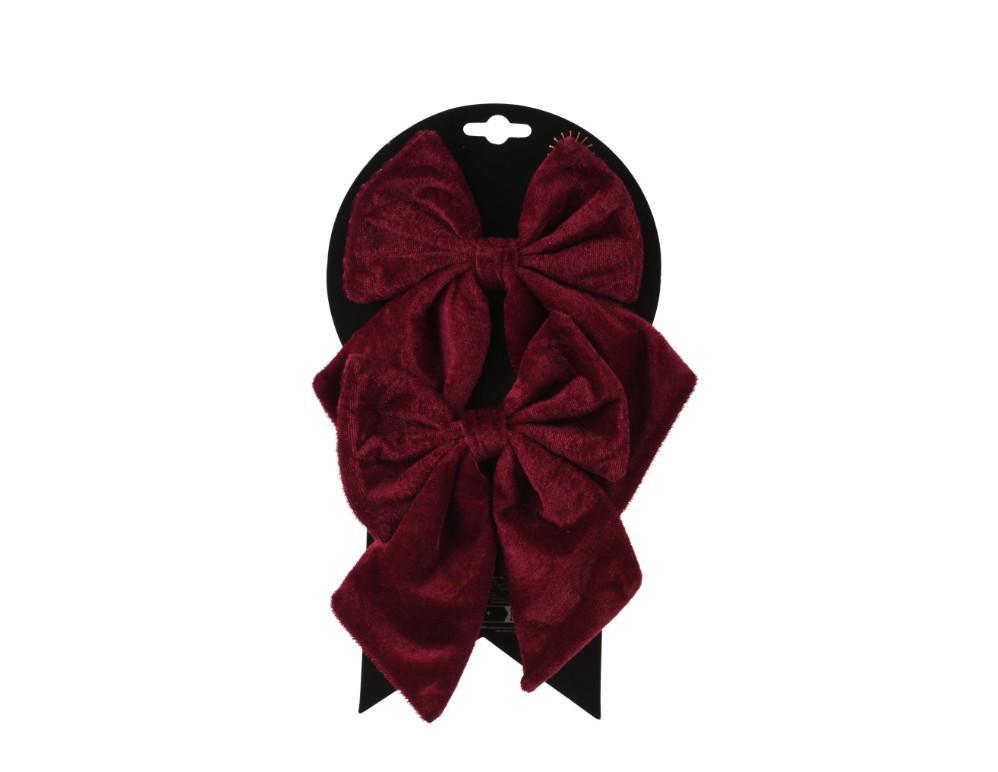 Velour Sløjfe 2 stk Bordeaux