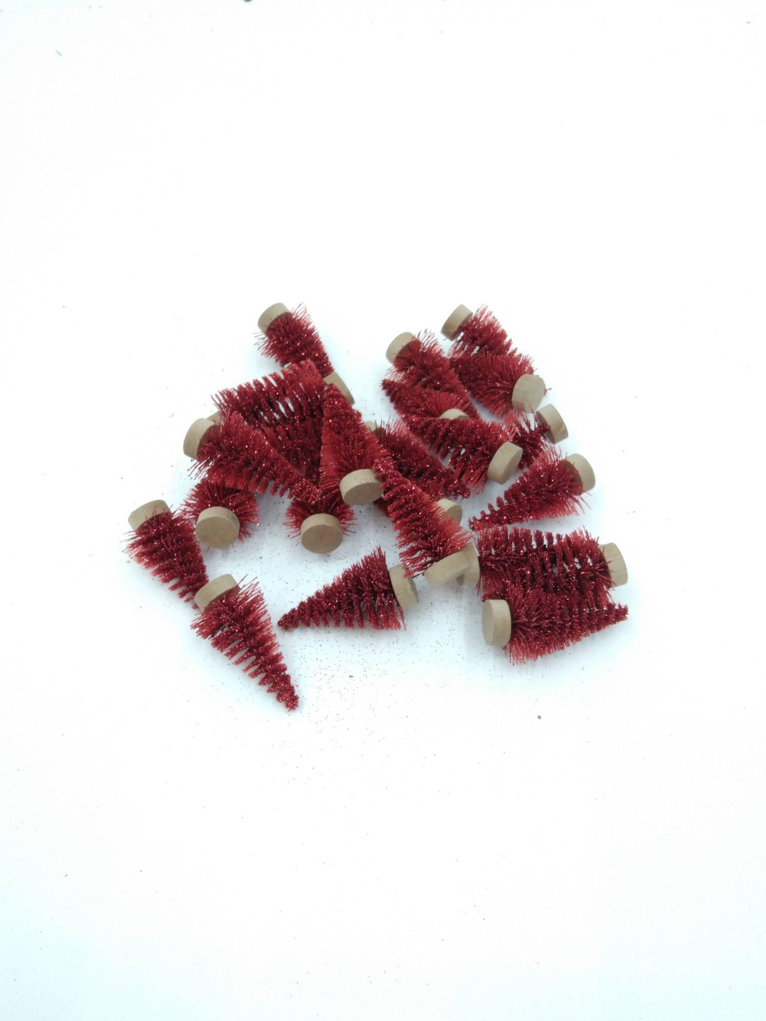 Juletræ Mini Rød Glimmer 24 Stk 5 cm