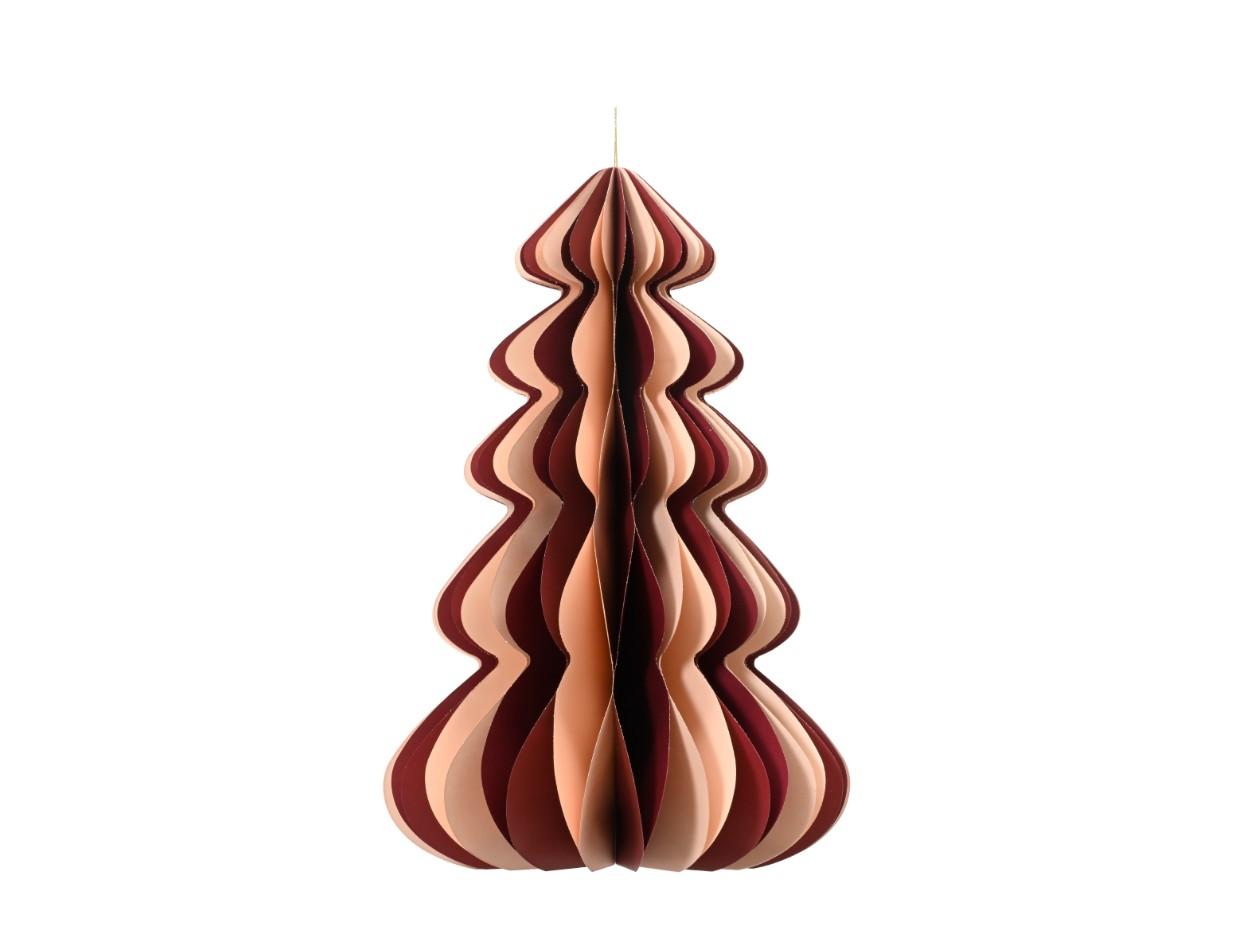 Juletræ I Papir Mørkerød/Champagne 60 x 39 cm